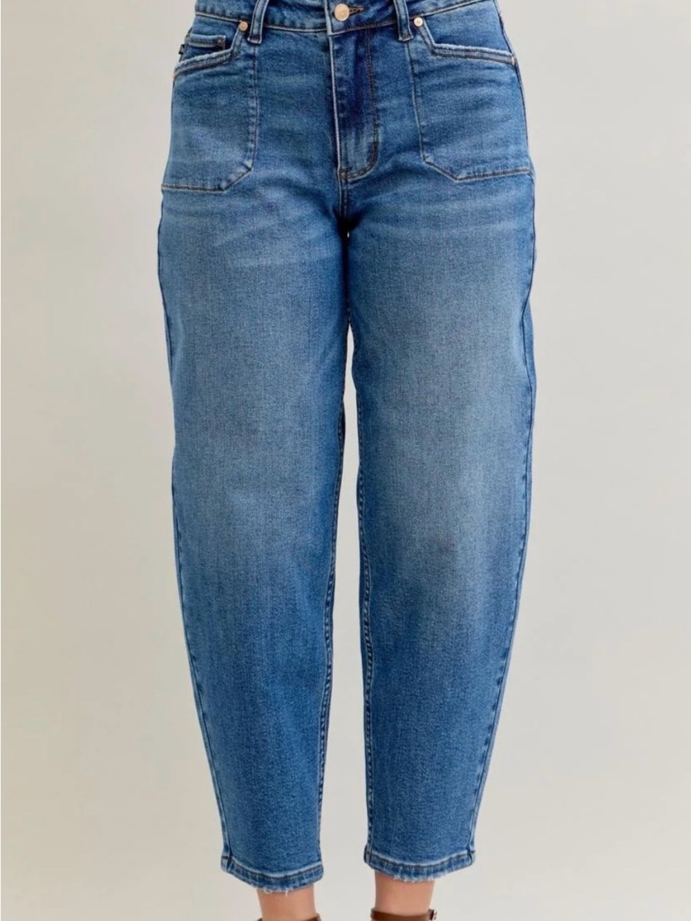 Judy Blue High Rise Soft Barrel Jeans Patch Pockets Size 11/30